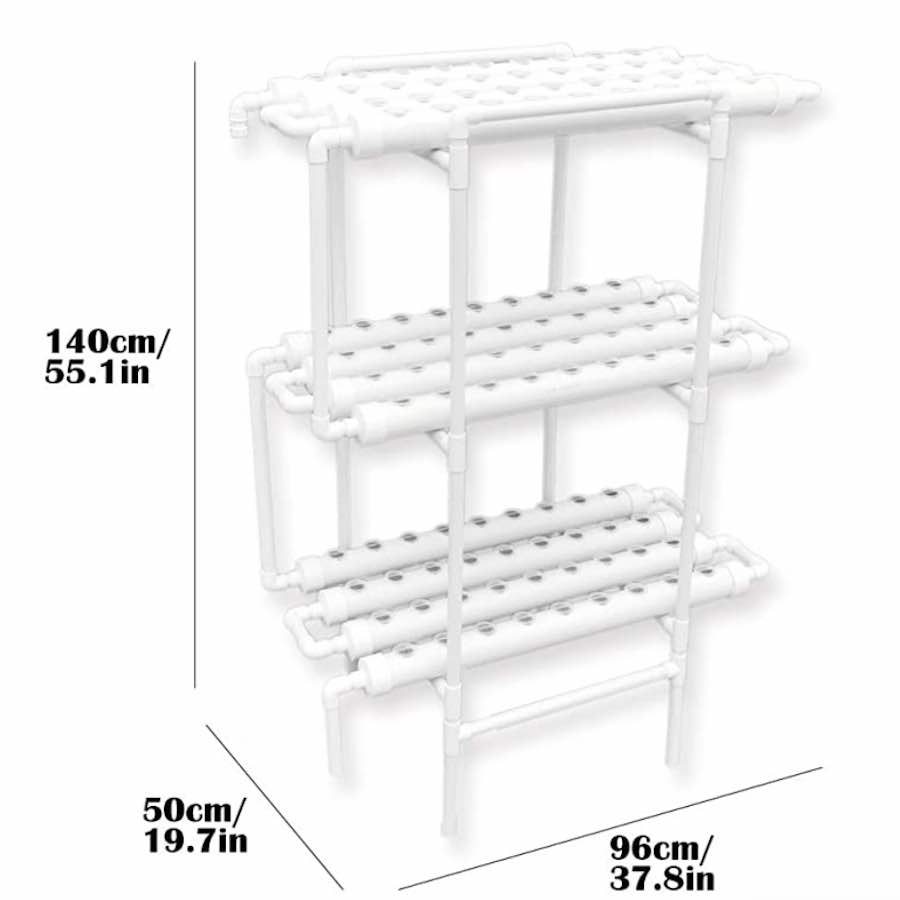 A multi tier NFT hydroponic system growing leafy greens indoors