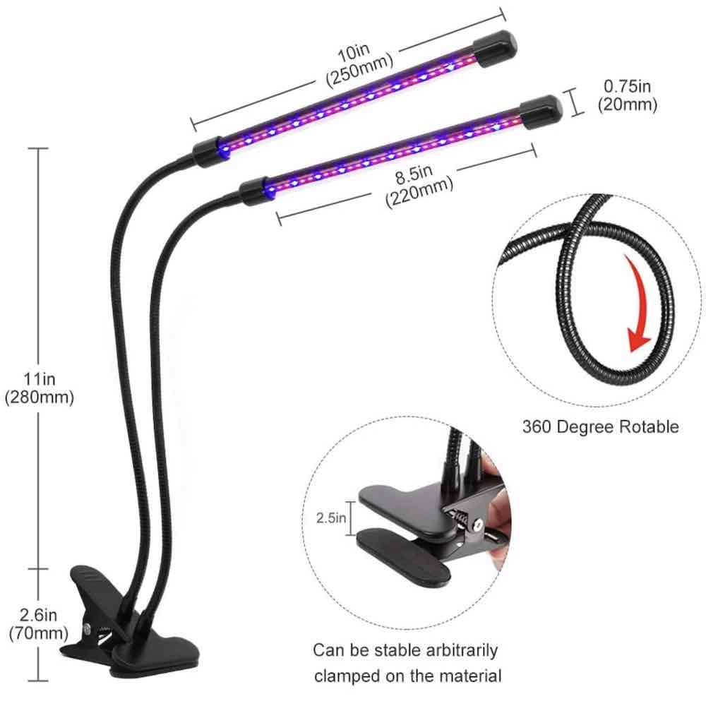 LED Grow Light, Dual Head Clip Lamp